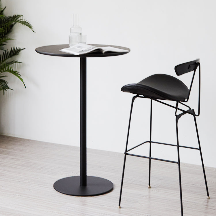 Wood Bar Dining Table Modern Round Bar Table with Pedestal for Dining Room 19.7"L x 19.7"W x 41.3"H Black Without Chairs Clearhalo 'Bar Furniture' 'Bar Tables' 'bar_tables' 'furn' 'furn_bar_tables' 'Furniture' 'furniture_bar_tables' 'Kitchen & Dining Furniture' 4976495