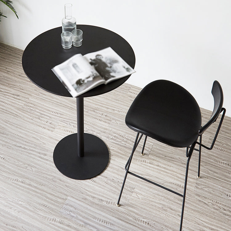 Wood Bar Dining Table Modern Round Bar Table with Pedestal for Dining Room 23.6"L x 23.6"W x 41.3"H Black Without Chairs Clearhalo 'Bar Furniture' 'Bar Tables' 'bar_tables' 'furn' 'furn_bar_tables' 'Furniture' 'furniture_bar_tables' 'Kitchen & Dining Furniture' 4976496