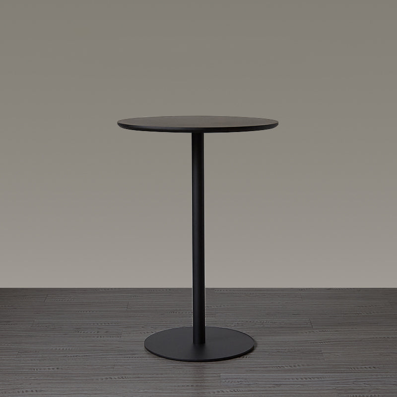 Wood Bar Dining Table Modern Round Bar Table with Pedestal for Dining Room 23.6"L x 23.6"W x 37.4"H Black Without Chairs Clearhalo 'Bar Furniture' 'Bar Tables' 'bar_tables' 'furn' 'furn_bar_tables' 'Furniture' 'furniture_bar_tables' 'Kitchen & Dining Furniture' 4976501