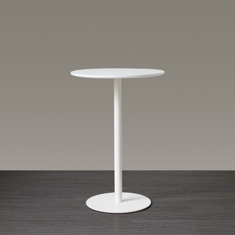 Wood Bar Dining Table Modern Round Bar Table with Pedestal for Dining Room 23.6"L x 23.6"W x 37.4"H White Without Chairs Clearhalo 'Bar Furniture' 'Bar Tables' 'bar_tables' 'furn' 'furn_bar_tables' 'Furniture' 'furniture_bar_tables' 'Kitchen & Dining Furniture' 4976511