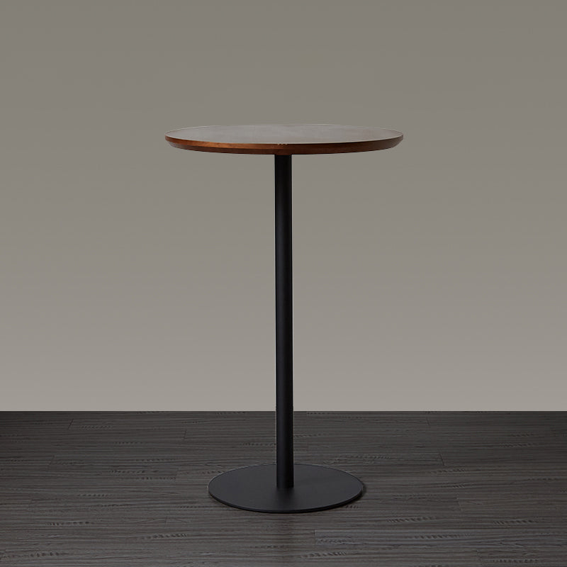 Wood Bar Dining Table Modern Round Bar Table with Pedestal for Dining Room 19.7"L x 19.7"W x 41.3"H Walnut Without Chairs Clearhalo 'Bar Furniture' 'Bar Tables' 'bar_tables' 'furn' 'furn_bar_tables' 'Furniture' 'furniture_bar_tables' 'Kitchen & Dining Furniture' 4976513