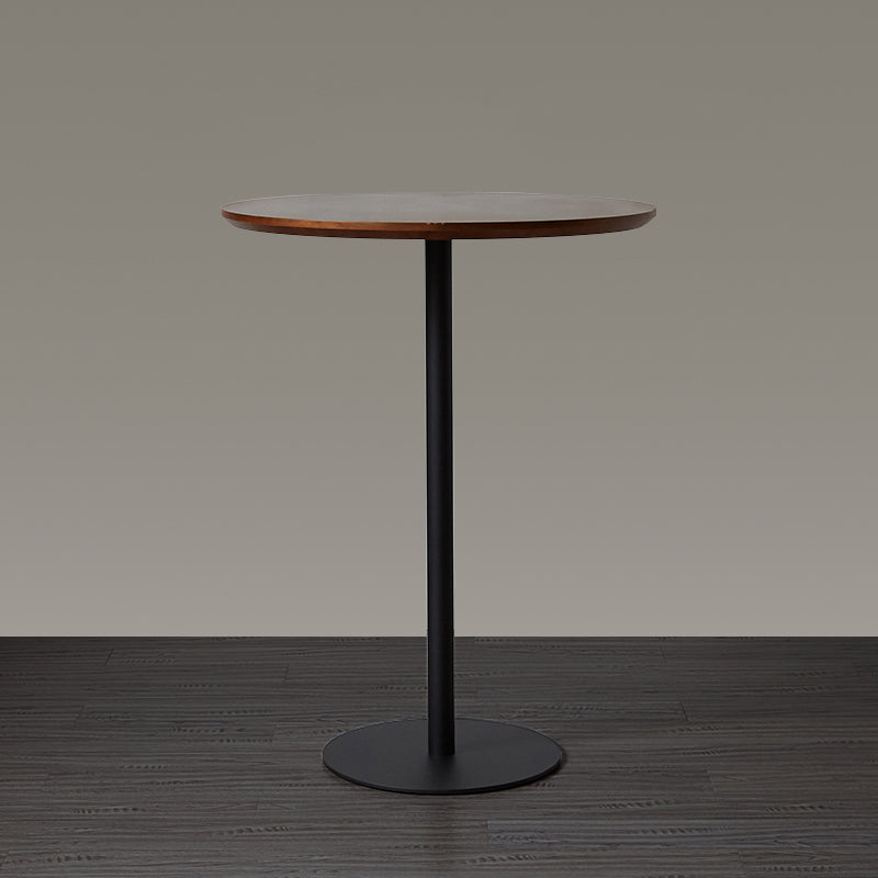 Wood Bar Dining Table Modern Round Bar Table with Pedestal for Dining Room 27.6"L x 27.6"W x 41.3"H Walnut Without Chairs Clearhalo 'Bar Furniture' 'Bar Tables' 'bar_tables' 'furn' 'furn_bar_tables' 'Furniture' 'furniture_bar_tables' 'Kitchen & Dining Furniture' 4976515