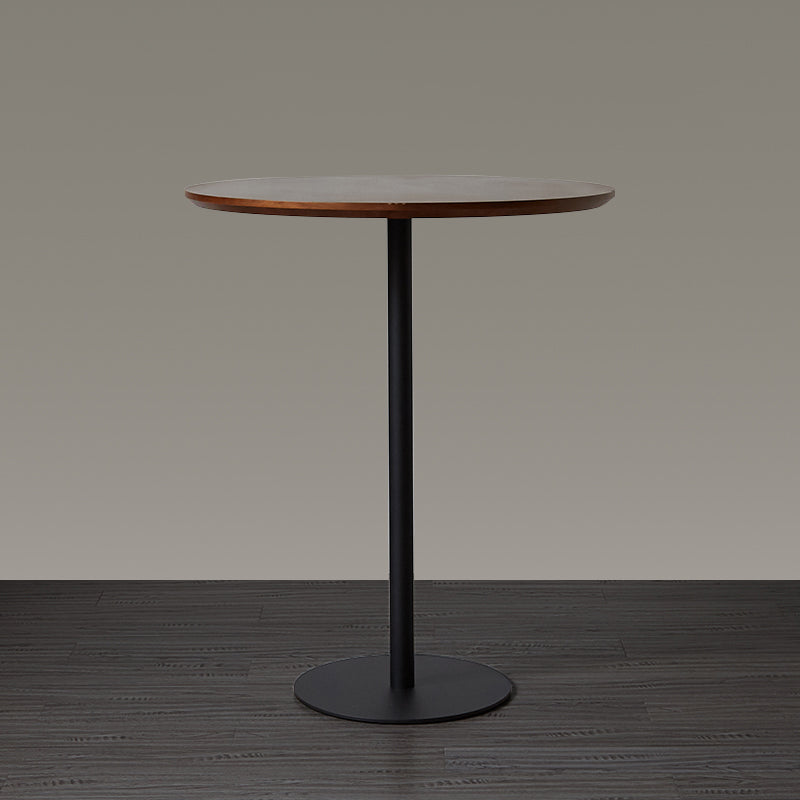 Wood Bar Dining Table Modern Round Bar Table with Pedestal for Dining Room 31.5"L x 31.5"W x 41.3"H Walnut Without Chairs Clearhalo 'Bar Furniture' 'Bar Tables' 'bar_tables' 'furn' 'furn_bar_tables' 'Furniture' 'furniture_bar_tables' 'Kitchen & Dining Furniture' 4976516
