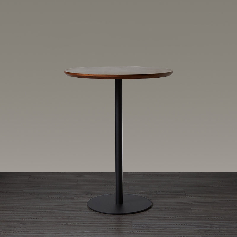 Wood Bar Dining Table Modern Round Bar Table with Pedestal for Dining Room 23.6"L x 23.6"W x 37.4"H Walnut Without Chairs Clearhalo 'Bar Furniture' 'Bar Tables' 'bar_tables' 'furn' 'furn_bar_tables' 'Furniture' 'furniture_bar_tables' 'Kitchen & Dining Furniture' 4976517