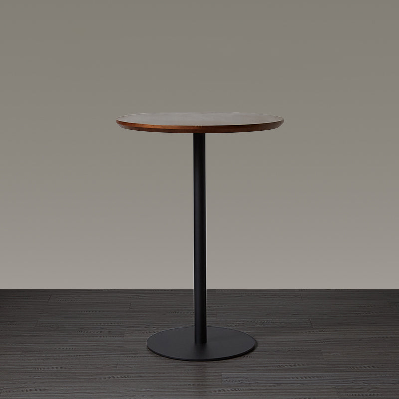 Wood Bar Dining Table Modern Round Bar Table with Pedestal for Dining Room 19.7"L x 19.7"W x 37.4"H Walnut Without Chairs Clearhalo 'Bar Furniture' 'Bar Tables' 'bar_tables' 'furn' 'furn_bar_tables' 'Furniture' 'furniture_bar_tables' 'Kitchen & Dining Furniture' 4976518