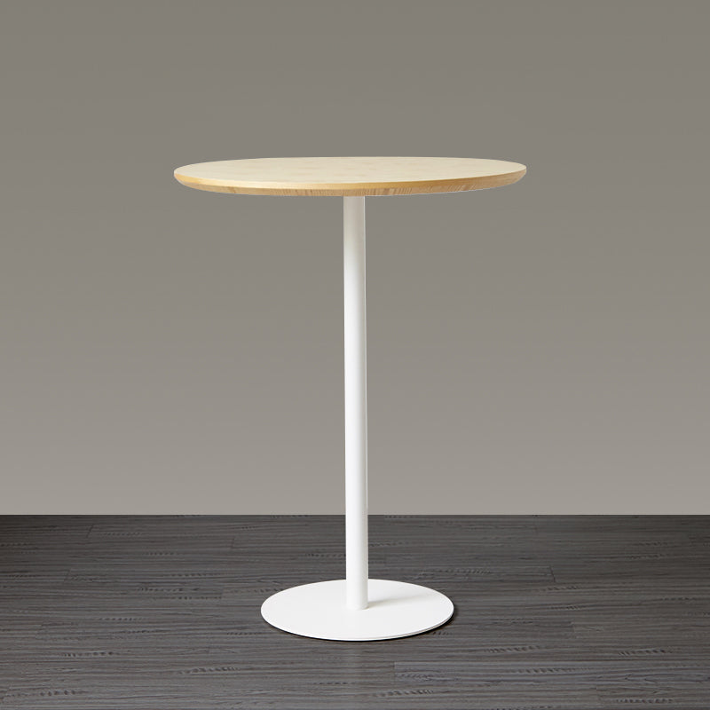 Wood Bar Dining Table Modern Round Bar Table with Pedestal for Dining Room 27.6"L x 27.6"W x 41.3"H Natural Without Chairs Clearhalo 'Bar Furniture' 'Bar Tables' 'bar_tables' 'furn' 'furn_bar_tables' 'Furniture' 'furniture_bar_tables' 'Kitchen & Dining Furniture' 4976521