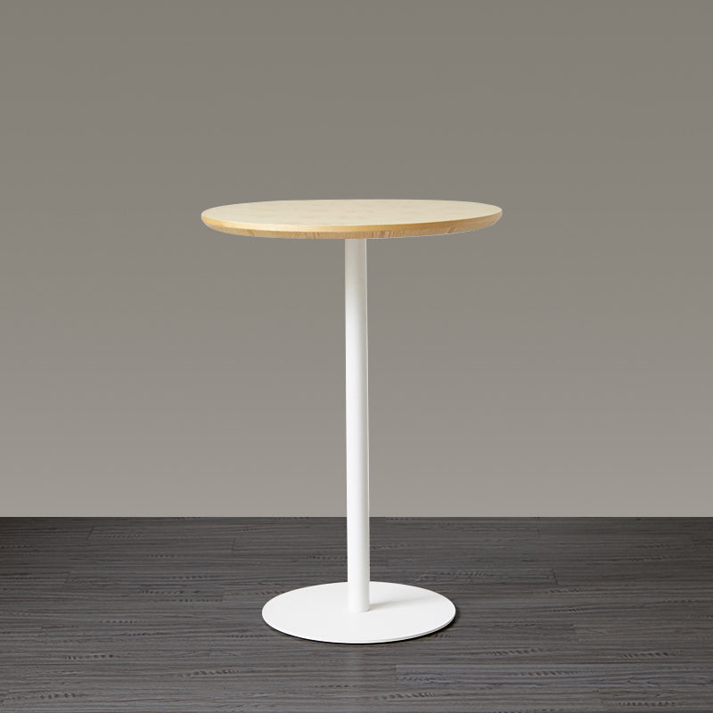 Wood Bar Dining Table Modern Round Bar Table with Pedestal for Dining Room 19.7"L x 19.7"W x 37.4"H Natural Without Chairs Clearhalo 'Bar Furniture' 'Bar Tables' 'bar_tables' 'furn' 'furn_bar_tables' 'Furniture' 'furniture_bar_tables' 'Kitchen & Dining Furniture' 4976524