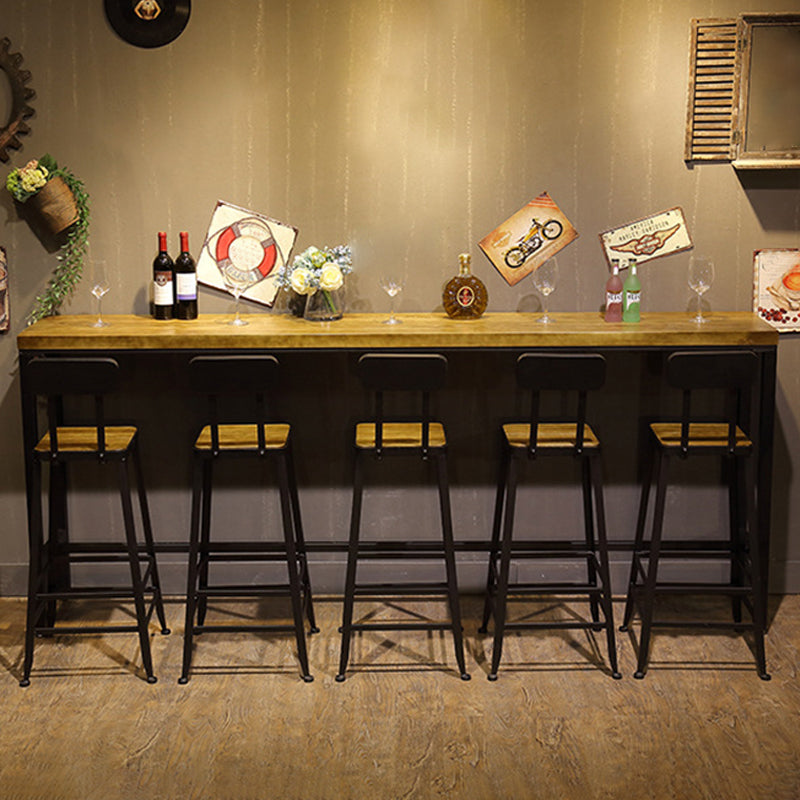 Solid Wood Bar Table Rectangle Industrial Bar Dining Table with Trestle Base 70.9"L x 15.7"W x 41.3"H Without Chairs Clearhalo 'Bar Furniture' 'Bar Tables' 'bar_tables' 'furn' 'furn_bar_tables' 'Furniture' 'furniture_bar_tables' 'Kitchen & Dining Furniture' 4976534
