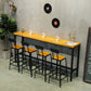 Solid Wood Bar Table Industrial Rectangle Bar Table with Trestle Base in Black 70.9"L x 15.7"W x 41.3"H Without Chairs Clearhalo 'Bar Furniture' 'Bar Tables' 'bar_tables' 'furn' 'furn_bar_tables' 'Furniture' 'furniture_bar_tables' 'Kitchen & Dining Furniture' 4976570