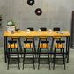 Solid Wood Bar Table Industrial Rectangle Bar Table with Trestle Base in Black 63"L x 15.7"W x 41.3"H Without Chairs Clearhalo 'Bar Furniture' 'Bar Tables' 'bar_tables' 'furn' 'furn_bar_tables' 'Furniture' 'furniture_bar_tables' 'Kitchen & Dining Furniture' 4976571