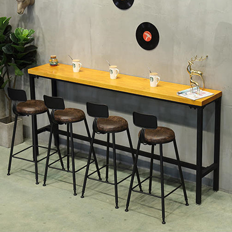 Solid Wood Bar Table Industrial Rectangle Bar Table with Trestle Base in Black Clearhalo 'Bar Furniture' 'Bar Tables' 'bar_tables' 'furn' 'furn_bar_tables' 'Furniture' 'furniture_bar_tables' 'Kitchen & Dining Furniture' 4976577