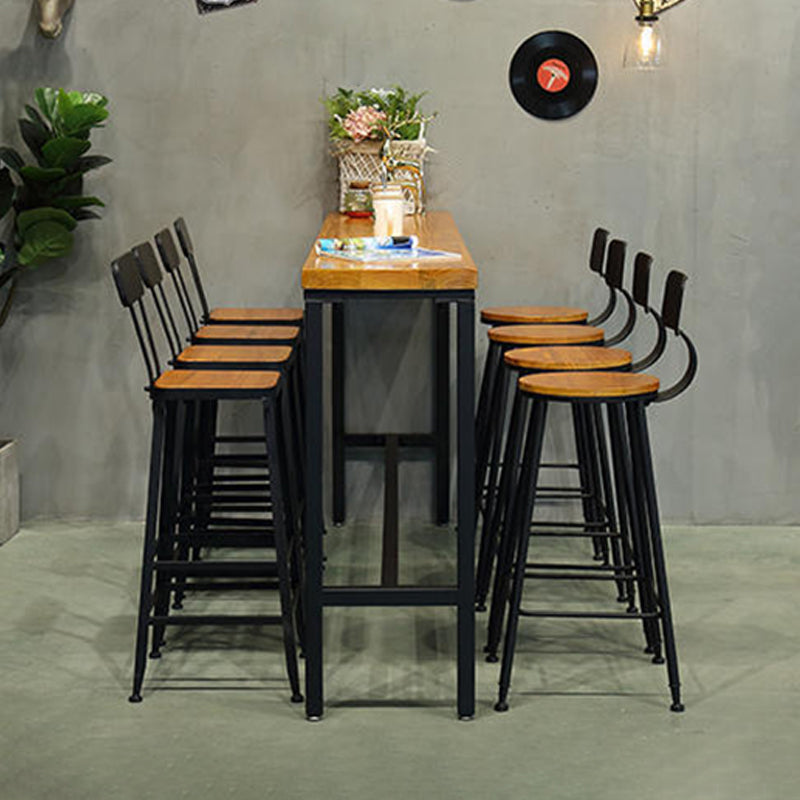 Solid Wood Bar Table Industrial Rectangle Bar Table with Trestle Base in Black Clearhalo 'Bar Furniture' 'Bar Tables' 'bar_tables' 'furn' 'furn_bar_tables' 'Furniture' 'furniture_bar_tables' 'Kitchen & Dining Furniture' 4976579