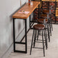 Industrial Bar Dining Table Pine Wood Bar Dining Table with Trestle Base in Black 63"L x 15.7"W x 41.3"H Without Chairs Clearhalo 'Bar Furniture' 'Bar Tables' 'bar_tables' 'furn' 'furn_bar_tables' 'Furniture' 'furniture_bar_tables' 'Kitchen & Dining Furniture' 4976613