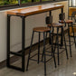Industrial Bar Dining Table Pine Wood Bar Dining Table with Trestle Base in Black 55.1"L x 15.7"W x 41.3"H Without Chairs Clearhalo 'Bar Furniture' 'Bar Tables' 'bar_tables' 'furn' 'furn_bar_tables' 'Furniture' 'furniture_bar_tables' 'Kitchen & Dining Furniture' 4976615