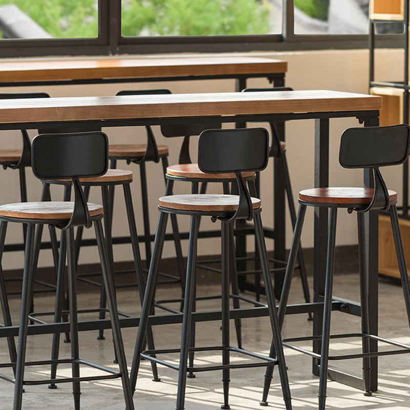 Industrial Bar Dining Table Pine Wood Bar Dining Table with Trestle Base in Black Clearhalo 'Bar Furniture' 'Bar Tables' 'bar_tables' 'furn' 'furn_bar_tables' 'Furniture' 'furniture_bar_tables' 'Kitchen & Dining Furniture' 4976616