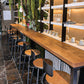 Industrial Bar Dining Table Pine Wood Bar Dining Table with Trestle Base in Black Clearhalo 'Bar Furniture' 'Bar Tables' 'bar_tables' 'furn' 'furn_bar_tables' 'Furniture' 'furniture_bar_tables' 'Kitchen & Dining Furniture' 4976620