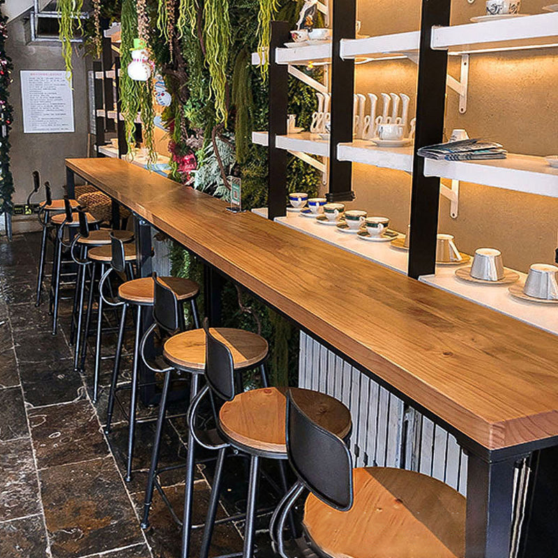 Industrial Bar Dining Table Pine Wood Bar Dining Table with Trestle Base in Black Clearhalo 'Bar Furniture' 'Bar Tables' 'bar_tables' 'furn' 'furn_bar_tables' 'Furniture' 'furniture_bar_tables' 'Kitchen & Dining Furniture' 4976620