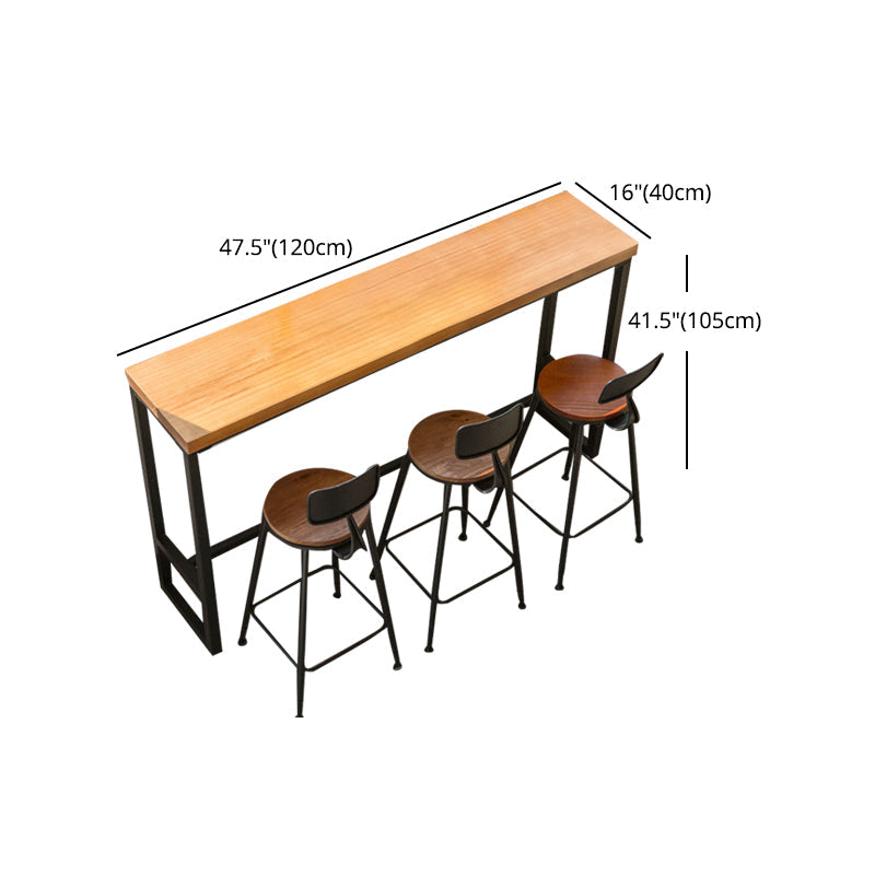 Industrial Bar Dining Table Pine Wood Bar Dining Table with Trestle Base in Black Clearhalo 'Bar Furniture' 'Bar Tables' 'bar_tables' 'furn' 'furn_bar_tables' 'Furniture' 'furniture_bar_tables' 'Kitchen & Dining Furniture' 4976623