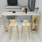 Rectangle Stone Bar Table Traditional Luxury Bar Dining Table with Sled Base 70.9"L x 15.7"W x 41.3"H Gold Clearhalo 'Bar Furniture' 'Bar Tables' 'bar_tables' 'Furniture' 'furniture_bar_tables' 'Kitchen & Dining Furniture' 4976631