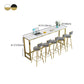 Stone Bar Table Traditional Luxury Rectangle Bar Table with Trestle Base in Gold Clearhalo 'Bar Furniture' 'Bar Tables' 'bar_tables' 'furn' 'furn_bar_tables' 'Furniture' 'furniture_bar_tables' 'Kitchen & Dining Furniture' 4976658