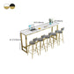 Stone Bar Table Traditional Luxury Rectangle Bar Table with Trestle Base in Gold Clearhalo 'Bar Furniture' 'Bar Tables' 'bar_tables' 'furn' 'furn_bar_tables' 'Furniture' 'furniture_bar_tables' 'Kitchen & Dining Furniture' 4976659