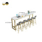 Stone Bar Table Traditional Luxury Rectangle Bar Table with Trestle Base in Gold Clearhalo 'Bar Furniture' 'Bar Tables' 'bar_tables' 'furn' 'furn_bar_tables' 'Furniture' 'furniture_bar_tables' 'Kitchen & Dining Furniture' 4976661