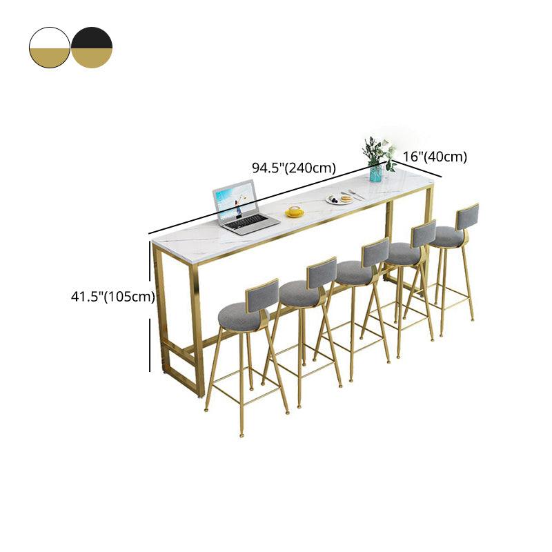 Stone Bar Table Traditional Luxury Rectangle Bar Table with Trestle Base in Gold Clearhalo 'Bar Furniture' 'Bar Tables' 'bar_tables' 'furn' 'furn_bar_tables' 'Furniture' 'furniture_bar_tables' 'Kitchen & Dining Furniture' 4976664