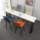 Indoor Stone and Metal Event and Cocktail Table Industrial Sled Counter Table 78.7"L x 15.7"W x 41.3"H White Without Chairs Clearhalo 'Bar Furniture' 'Bar Tables' 'bar_tables' 'furn' 'furn_bar_tables' 'Furniture' 'furniture_bar_tables' 'Kitchen & Dining Furniture' 4976665