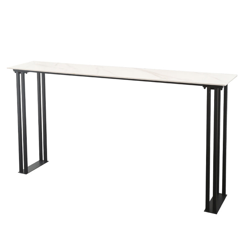 Indoor Stone and Metal Event and Cocktail Table Industrial Sled Counter Table White Without Chairs Clearhalo 'Bar Furniture' 'Bar Tables' 'bar_tables' 'furn' 'furn_bar_tables' 'Furniture' 'furniture_bar_tables' 'Kitchen & Dining Furniture' 4976666