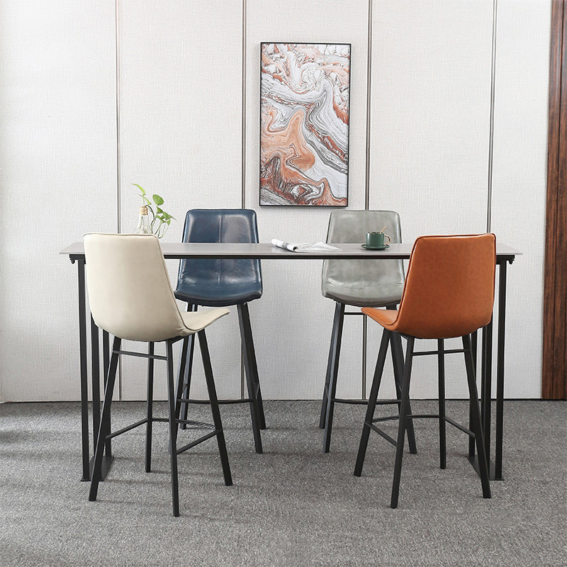 Indoor Stone and Metal Event and Cocktail Table Industrial Sled Counter Table 63"L x 15.7"W x 41.3"H Grey Without Chairs Clearhalo 'Bar Furniture' 'Bar Tables' 'bar_tables' 'furn' 'furn_bar_tables' 'Furniture' 'furniture_bar_tables' 'Kitchen & Dining Furniture' 4976668