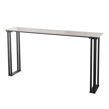 Indoor Stone and Metal Event and Cocktail Table Industrial Sled Counter Table Grey Without Chairs Clearhalo 'Bar Furniture' 'Bar Tables' 'bar_tables' 'furn' 'furn_bar_tables' 'Furniture' 'furniture_bar_tables' 'Kitchen & Dining Furniture' 4976670