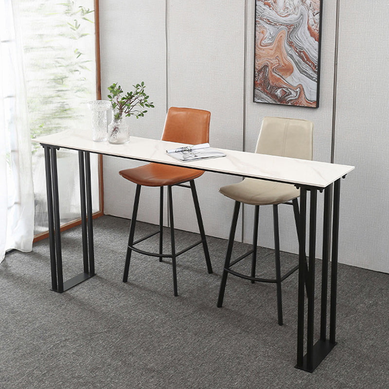 Indoor Stone and Metal Event and Cocktail Table Industrial Sled Counter Table Clearhalo 'Bar Furniture' 'Bar Tables' 'bar_tables' 'furn' 'furn_bar_tables' 'Furniture' 'furniture_bar_tables' 'Kitchen & Dining Furniture' 4976679