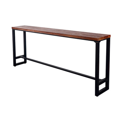 Brown Trestle Industrial Cocktail Bar Table Rectangle Footrest Indoor Bar Wine Table Without Chairs Clearhalo 'Bar Furniture' 'Bar Tables' 'bar_tables' 'furn' 'furn_bar_tables' 'Furniture' 'furniture_bar_tables' 'Kitchen & Dining Furniture' 4976688