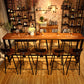 Brown Trestle Industrial Cocktail Bar Table Rectangle Footrest Indoor Bar Wine Table 86.6"L x 15.7"W x 41.3"H Without Chairs Clearhalo 'Bar Furniture' 'Bar Tables' 'bar_tables' 'furn' 'furn_bar_tables' 'Furniture' 'furniture_bar_tables' 'Kitchen & Dining Furniture' 4976690