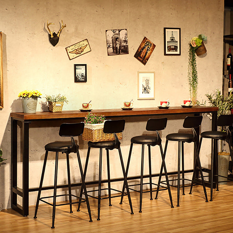Brown Trestle Industrial Cocktail Bar Table Rectangle Footrest Indoor Bar Wine Table Clearhalo 'Bar Furniture' 'Bar Tables' 'bar_tables' 'furn' 'furn_bar_tables' 'Furniture' 'furniture_bar_tables' 'Kitchen & Dining Furniture' 4976696