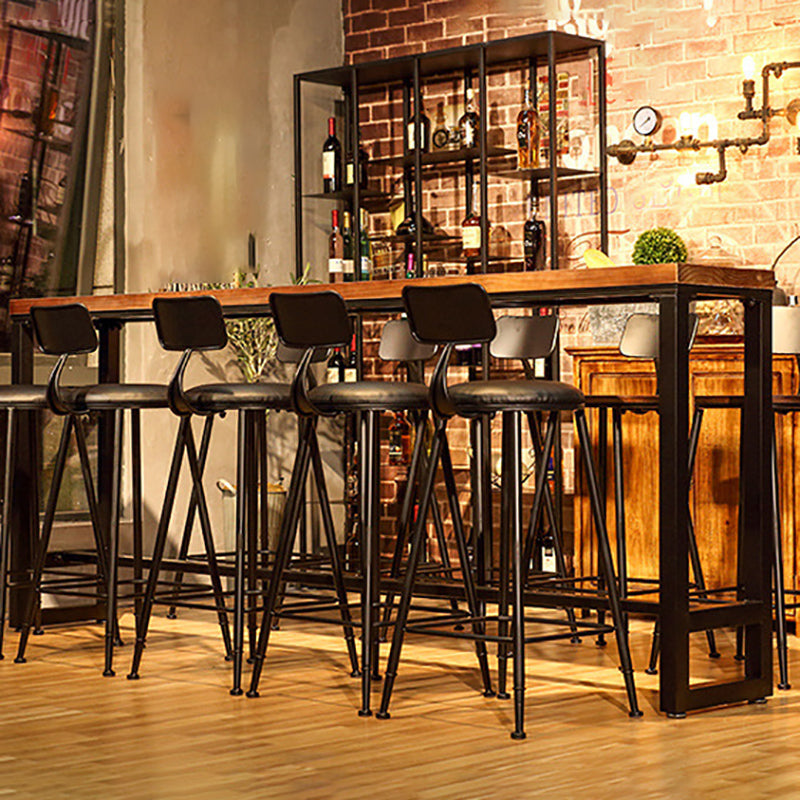 Brown Trestle Industrial Cocktail Bar Table Rectangle Footrest Indoor Bar Wine Table Clearhalo 'Bar Furniture' 'Bar Tables' 'bar_tables' 'furn' 'furn_bar_tables' 'Furniture' 'furniture_bar_tables' 'Kitchen & Dining Furniture' 4976697