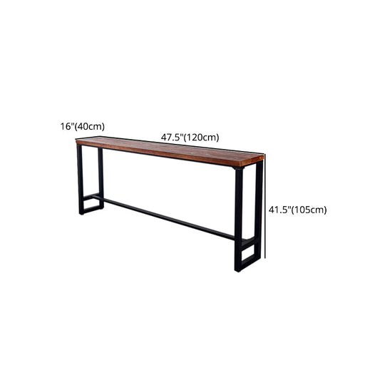 Brown Trestle Industrial Cocktail Bar Table Rectangle Footrest Indoor Bar Wine Table Clearhalo 'Bar Furniture' 'Bar Tables' 'bar_tables' 'furn' 'furn_bar_tables' 'Furniture' 'furniture_bar_tables' 'Kitchen & Dining Furniture' 4976699