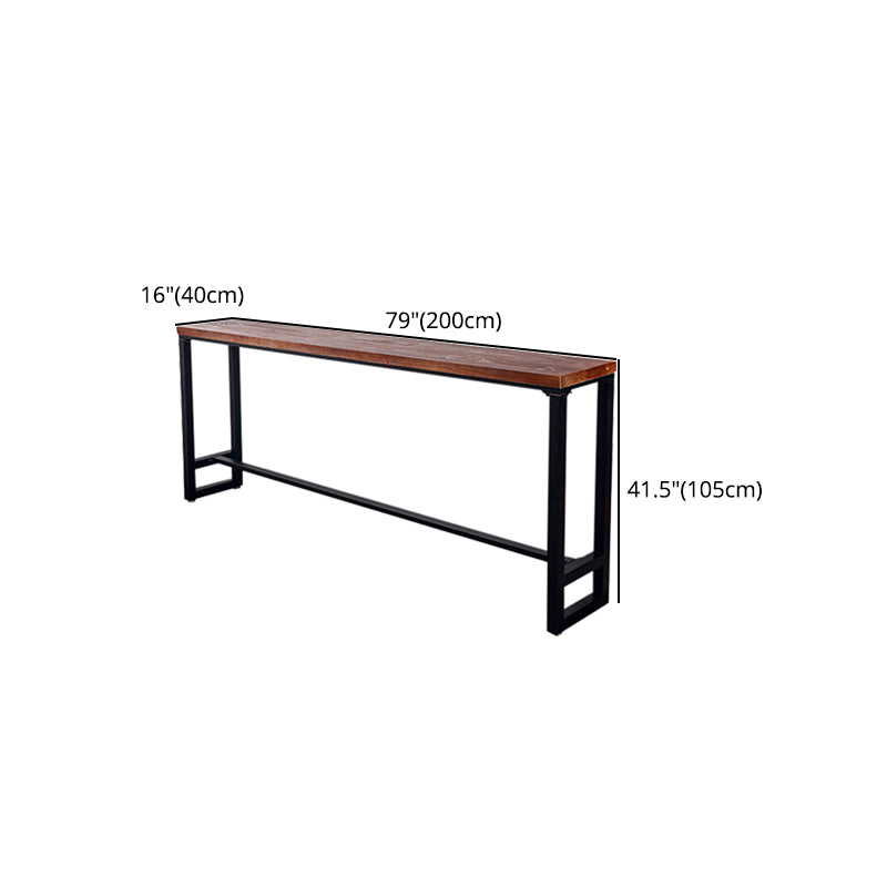 Brown Trestle Industrial Cocktail Bar Table Rectangle Footrest Indoor Bar Wine Table Clearhalo 'Bar Furniture' 'Bar Tables' 'bar_tables' 'furn' 'furn_bar_tables' 'Furniture' 'furniture_bar_tables' 'Kitchen & Dining Furniture' 4976703