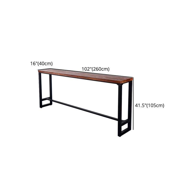 Brown Trestle Industrial Cocktail Bar Table Rectangle Footrest Indoor Bar Wine Table Clearhalo 'Bar Furniture' 'Bar Tables' 'bar_tables' 'furn' 'furn_bar_tables' 'Furniture' 'furniture_bar_tables' 'Kitchen & Dining Furniture' 4976706
