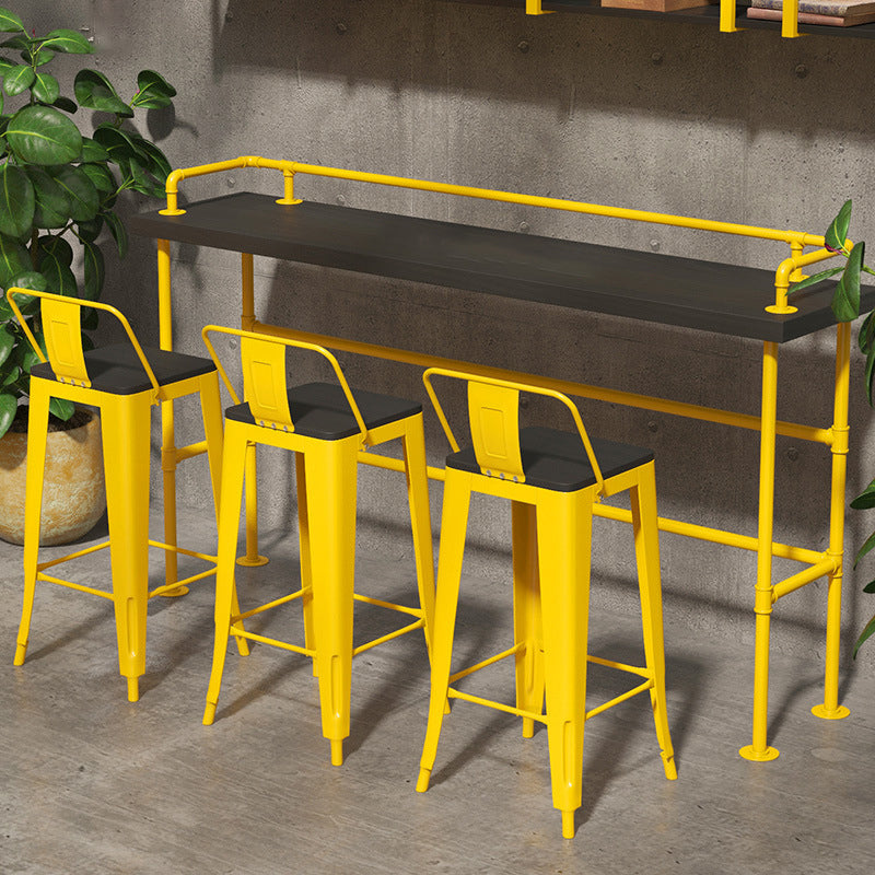 Modern Black and Yellow Bistro Bar Table Balcony Metal Height Cocktail Table 70.9"L x 17.7"W x 41.3"H Without Chairs Clearhalo 'Bar Furniture' 'Bar Tables' 'bar_tables' 'furn' 'furn_bar_tables' 'Furniture' 'furniture_bar_tables' 'Kitchen & Dining Furniture' 4976709