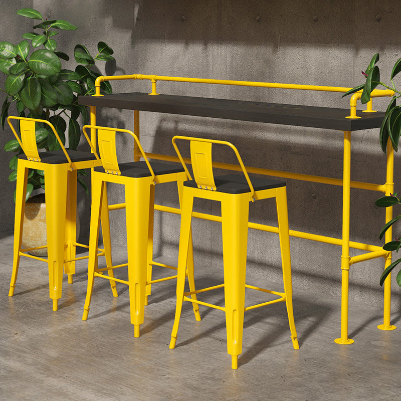 Modern Black and Yellow Bistro Bar Table Balcony Metal Height Cocktail Table 59.1"L x 17.7"W x 41.3"H Without Chairs Clearhalo 'Bar Furniture' 'Bar Tables' 'bar_tables' 'furn' 'furn_bar_tables' 'Furniture' 'furniture_bar_tables' 'Kitchen & Dining Furniture' 4976712