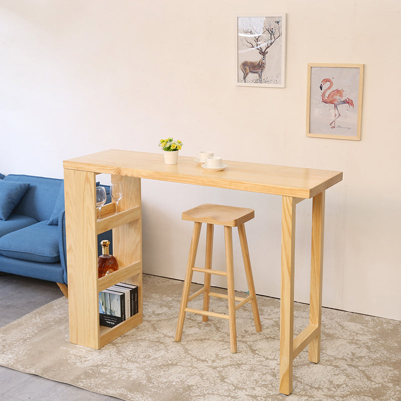 Rectangle Wood Top Counter Table 42-inch Height Contemporary Bar Table 55.1"L x 15.7"W x 41.3"H Without Chairs Clearhalo 'Bar Furniture' 'Bar Tables' 'bar_tables' 'furn' 'furn_bar_tables' 'Furniture' 'furniture_bar_tables' 'Kitchen & Dining Furniture' 4976722