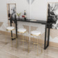 Stone Rectangle Bar Table Traditional Luxury Bar Table with Sled Base 70.9"L x 15.7"W x 41.3"H Black Without Chairs Clearhalo 'Bar Furniture' 'Bar Tables' 'bar_tables' 'furn' 'furn_bar_tables' 'Furniture' 'furniture_bar_tables' 'Kitchen & Dining Furniture' 4976743