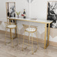 Stone Rectangle Bar Table Traditional Luxury Bar Table with Sled Base 63"L x 15.7"W x 41.3"H White Without Chairs Clearhalo 'Bar Furniture' 'Bar Tables' 'bar_tables' 'furn' 'furn_bar_tables' 'Furniture' 'furniture_bar_tables' 'Kitchen & Dining Furniture' 4976745