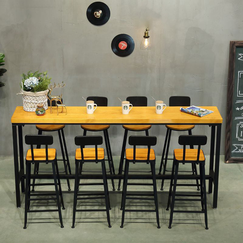 Solid Wood and Metal Pub Bar Table Industrial Rectangle Counter Wine Table 70.9"L x 15.7"W x 41.3"H Without Chairs Clearhalo 'Bar Furniture' 'Bar Tables' 'bar_tables' 'furn' 'furn_bar_tables' 'Furniture' 'furniture_bar_tables' 'Kitchen & Dining Furniture' 4976763