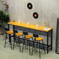 Solid Wood and Metal Pub Bar Table Industrial Rectangle Counter Wine Table 94.5"L x 15.7"W x 41.3"H Without Chairs Clearhalo 'Bar Furniture' 'Bar Tables' 'bar_tables' 'furn' 'furn_bar_tables' 'Furniture' 'furniture_bar_tables' 'Kitchen & Dining Furniture' 4976764