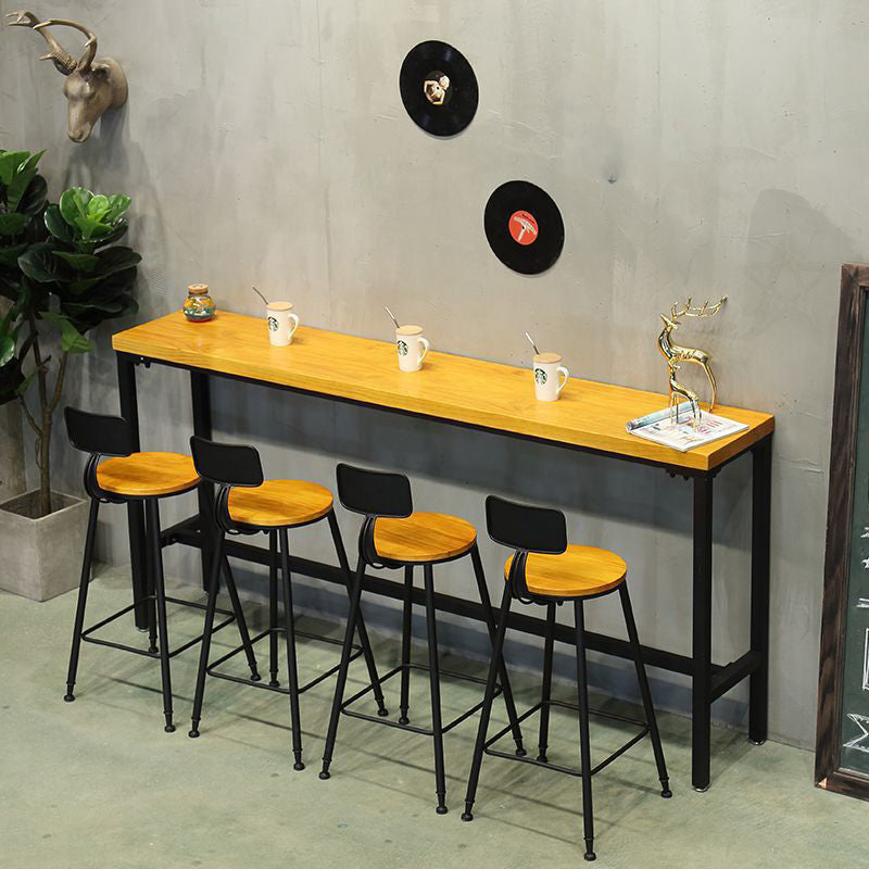 Solid Wood and Metal Pub Bar Table Industrial Rectangle Counter Wine Table 94.5"L x 15.7"W x 41.3"H Without Chairs Clearhalo 'Bar Furniture' 'Bar Tables' 'bar_tables' 'furn' 'furn_bar_tables' 'Furniture' 'furniture_bar_tables' 'Kitchen & Dining Furniture' 4976764