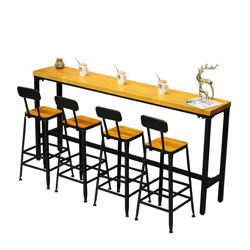 Solid Wood and Metal Pub Bar Table Industrial Rectangle Counter Wine Table Clearhalo 'Bar Furniture' 'Bar Tables' 'bar_tables' 'furn' 'furn_bar_tables' 'Furniture' 'furniture_bar_tables' 'Kitchen & Dining Furniture' 4976765