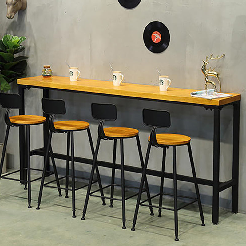 Solid Wood and Metal Pub Bar Table Industrial Rectangle Counter Wine Table Clearhalo 'Bar Furniture' 'Bar Tables' 'bar_tables' 'furn' 'furn_bar_tables' 'Furniture' 'furniture_bar_tables' 'Kitchen & Dining Furniture' 4976770