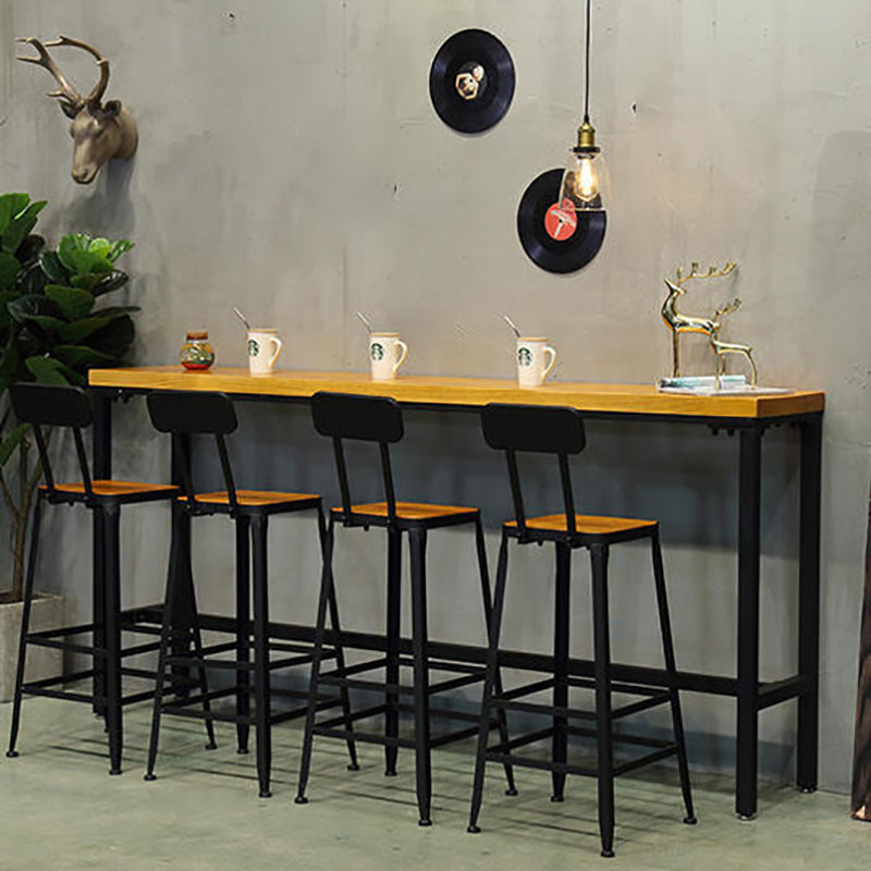 Solid Wood and Metal Pub Bar Table Industrial Rectangle Counter Wine Table Clearhalo 'Bar Furniture' 'Bar Tables' 'bar_tables' 'furn' 'furn_bar_tables' 'Furniture' 'furniture_bar_tables' 'Kitchen & Dining Furniture' 4976773